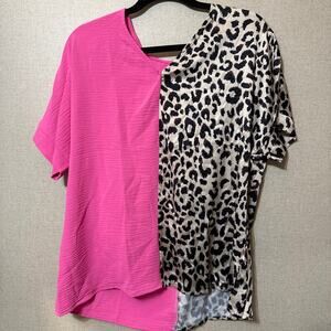 pink and leopard blouse